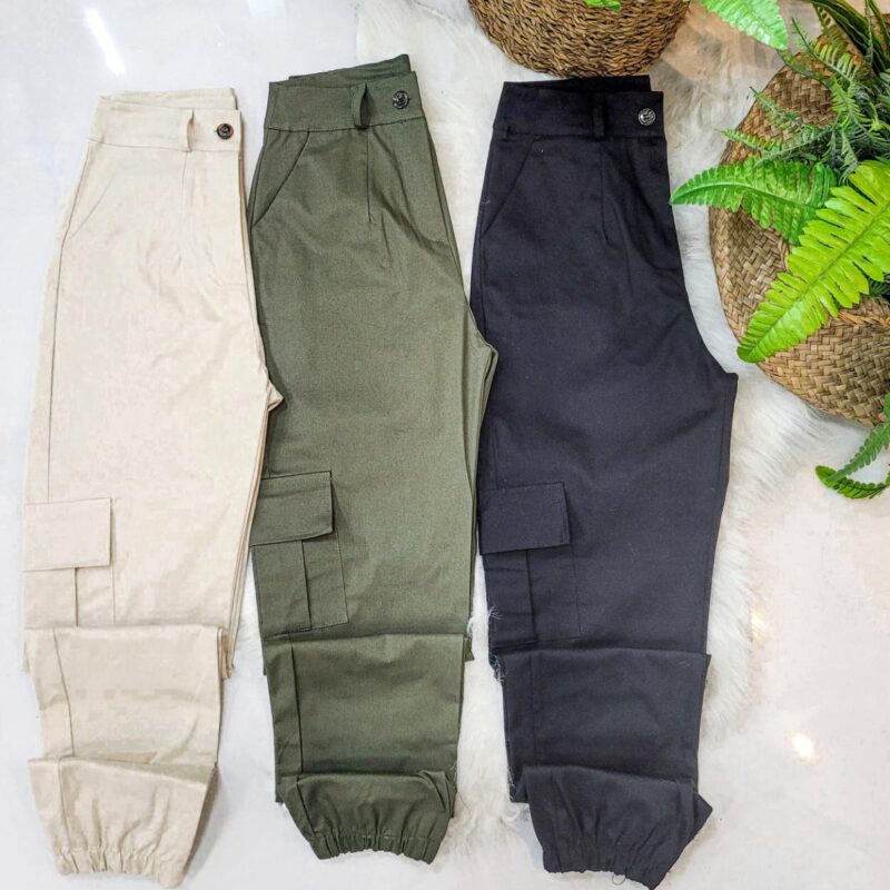 calça jogger cargo tecido